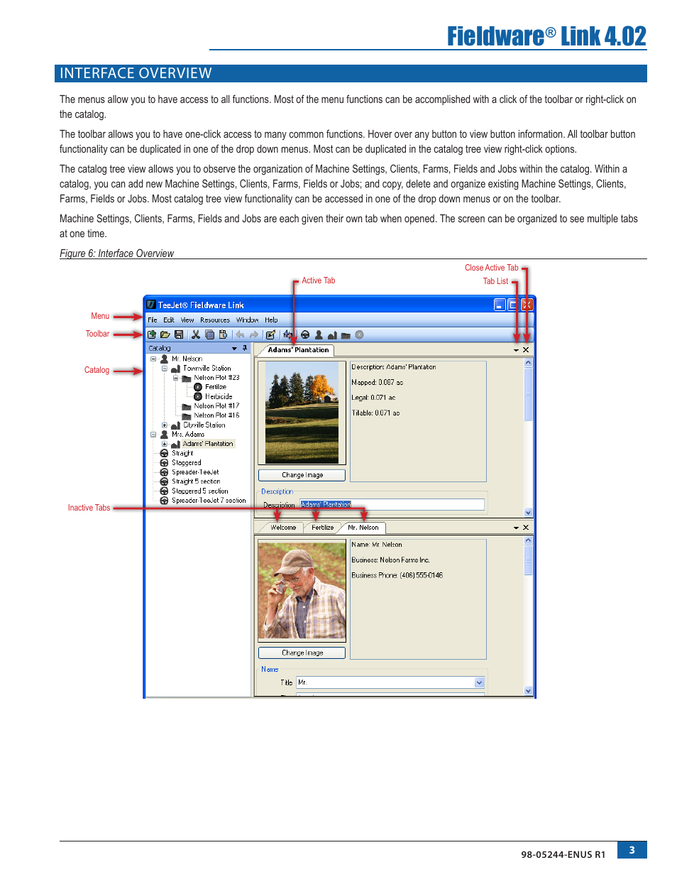 Interface overview, Fieldware, Link 4.02 | TeeJet Fieldware Link User Manual | Page 7 / 36