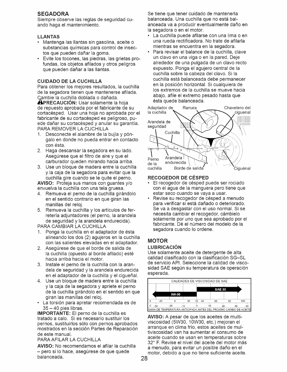 Segadora, Motor | Craftsman 917.388201 User Manual | Page 28 / 44