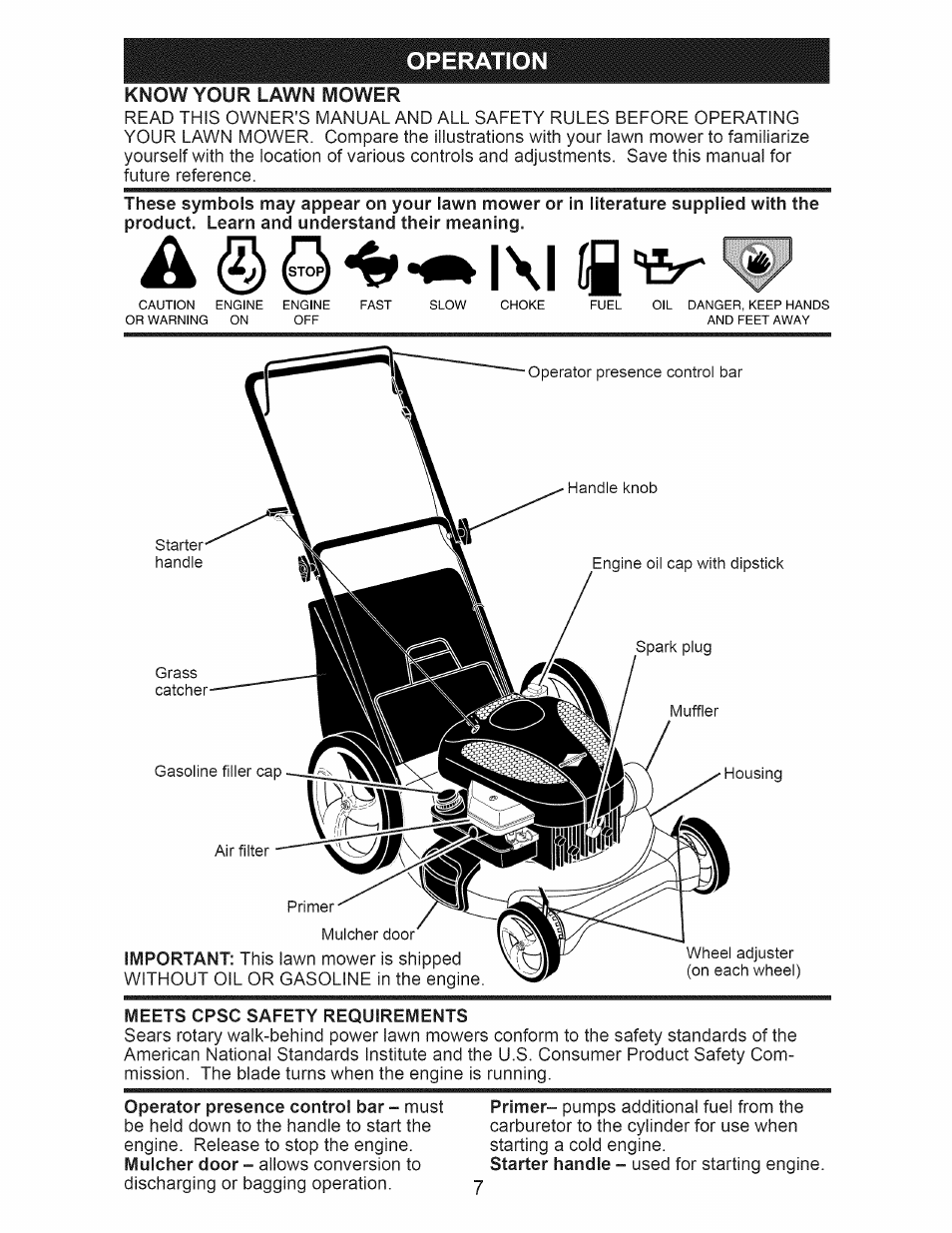 Meets cpsc safety requirements, Operation | Craftsman 917.388201 User Manual | Page 7 / 44