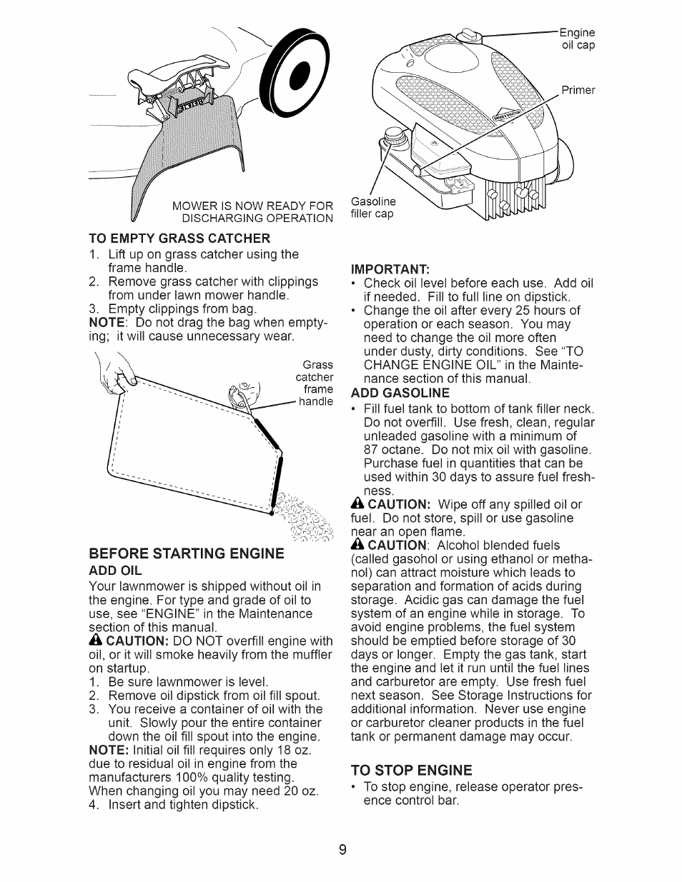 Important, Add gasoline | Craftsman 917.388201 User Manual | Page 9 / 44