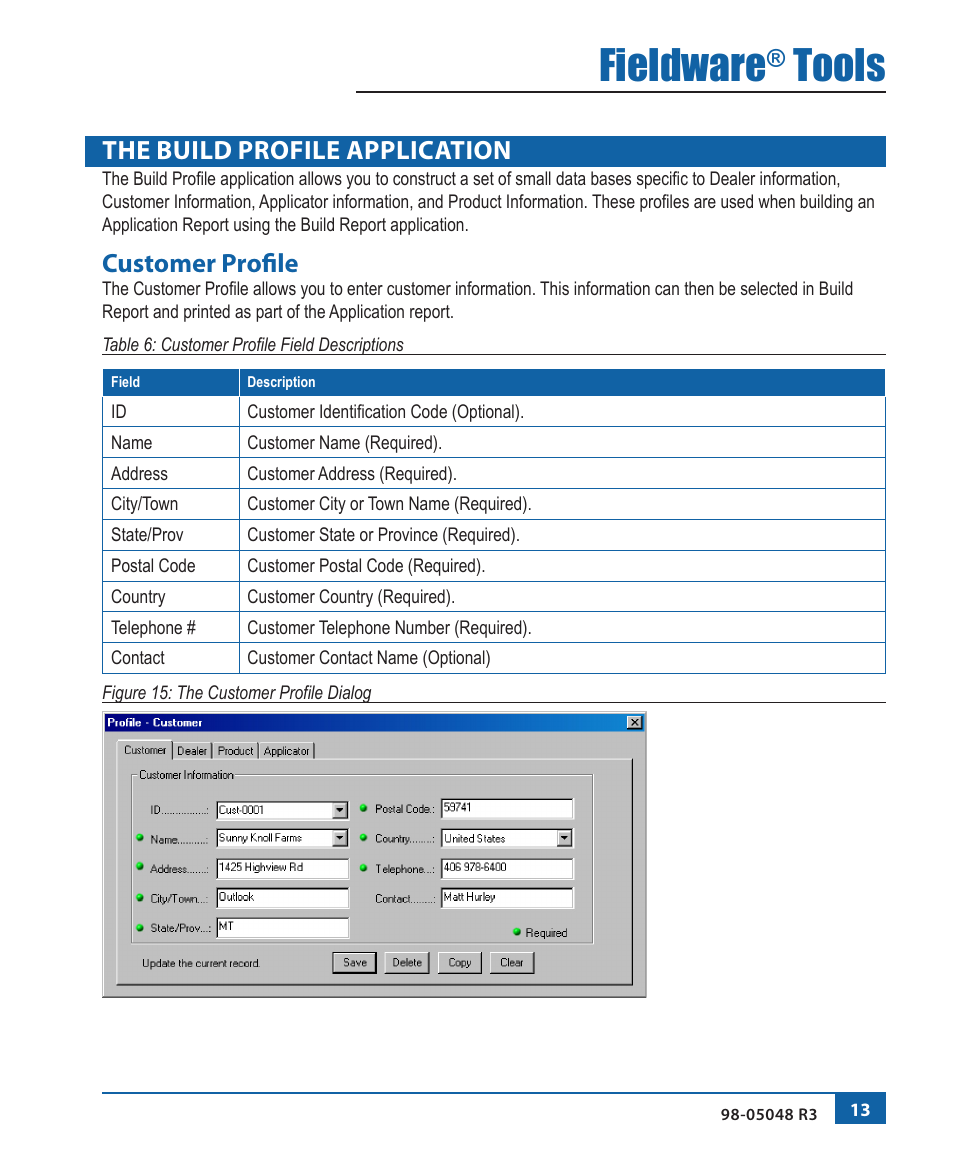 Fieldware, Tools, The build profile application | Customer profile | TeeJet Fieldware Tool User Manual | Page 17 / 48