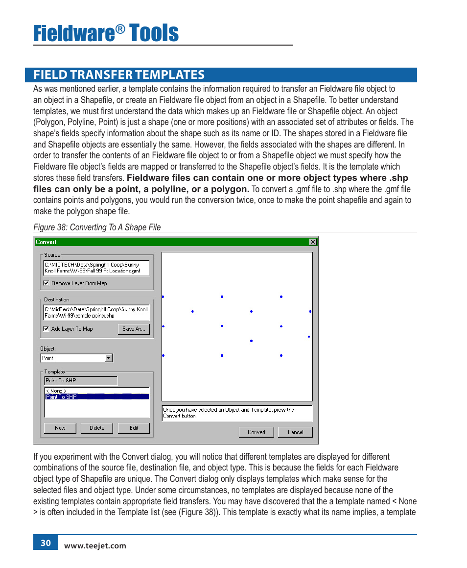 Tools, Fieldware, Field transfer templates | TeeJet Fieldware Tool User Manual | Page 34 / 48