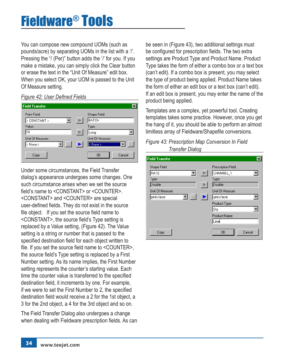 Tools, Fieldware | TeeJet Fieldware Tool User Manual | Page 38 / 48