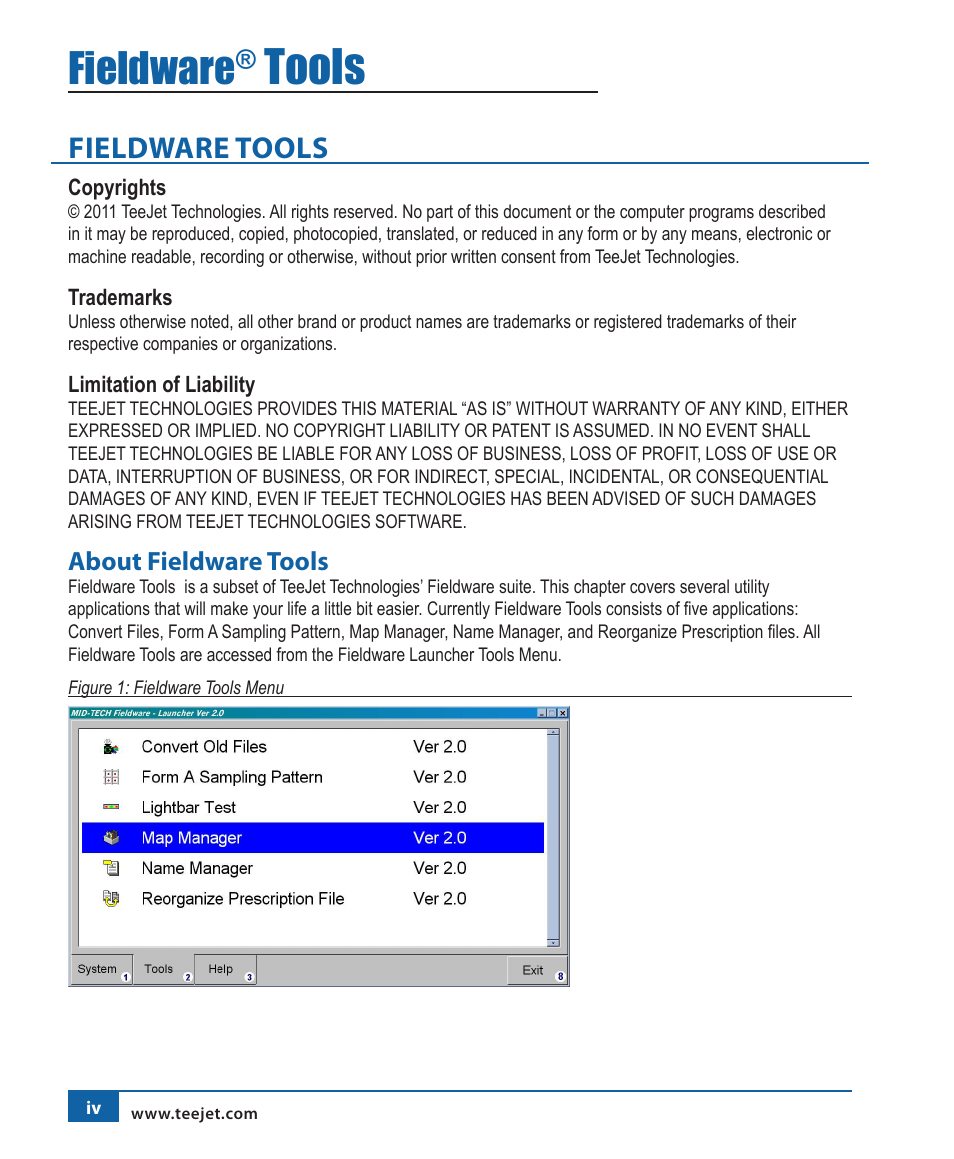 Tools, Fieldware, Fieldware tools | About fieldware tools | TeeJet Fieldware Tool User Manual | Page 4 / 48
