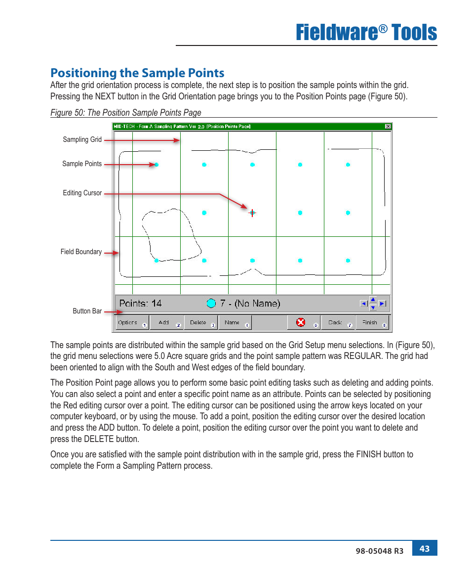 Fieldware, Tools, Positioning the sample points | TeeJet Fieldware Tool User Manual | Page 47 / 48