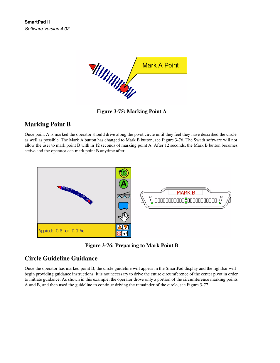 Marking point b, Circle guideline guidance, Marking point b circle guideline guidance | TeeJet GuideLine SmartPad II User Manual | Page 110 / 198