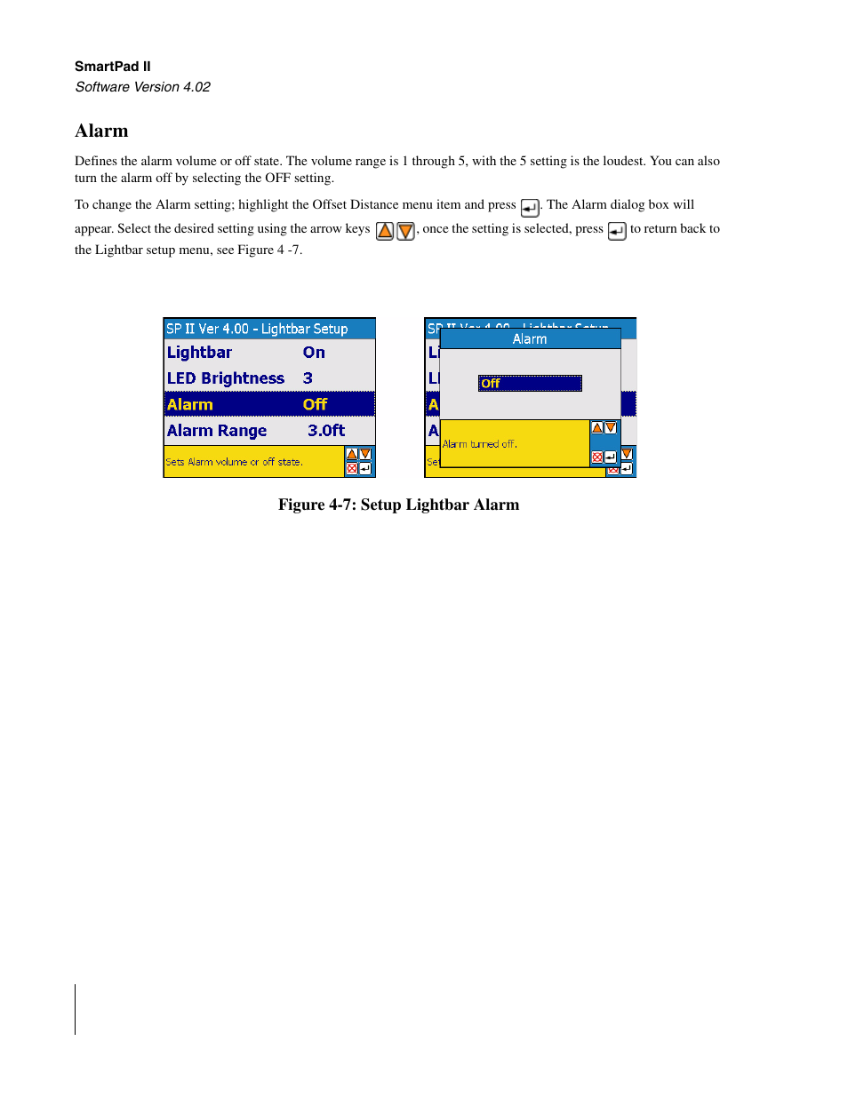 Alarm | TeeJet GuideLine SmartPad II User Manual | Page 138 / 198