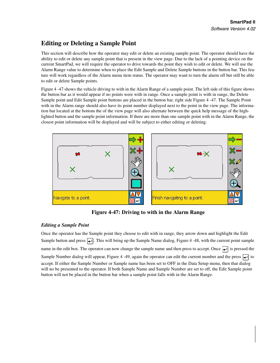 Editing or deleting a sample point, Editing a sample point | TeeJet GuideLine SmartPad II User Manual | Page 167 / 198