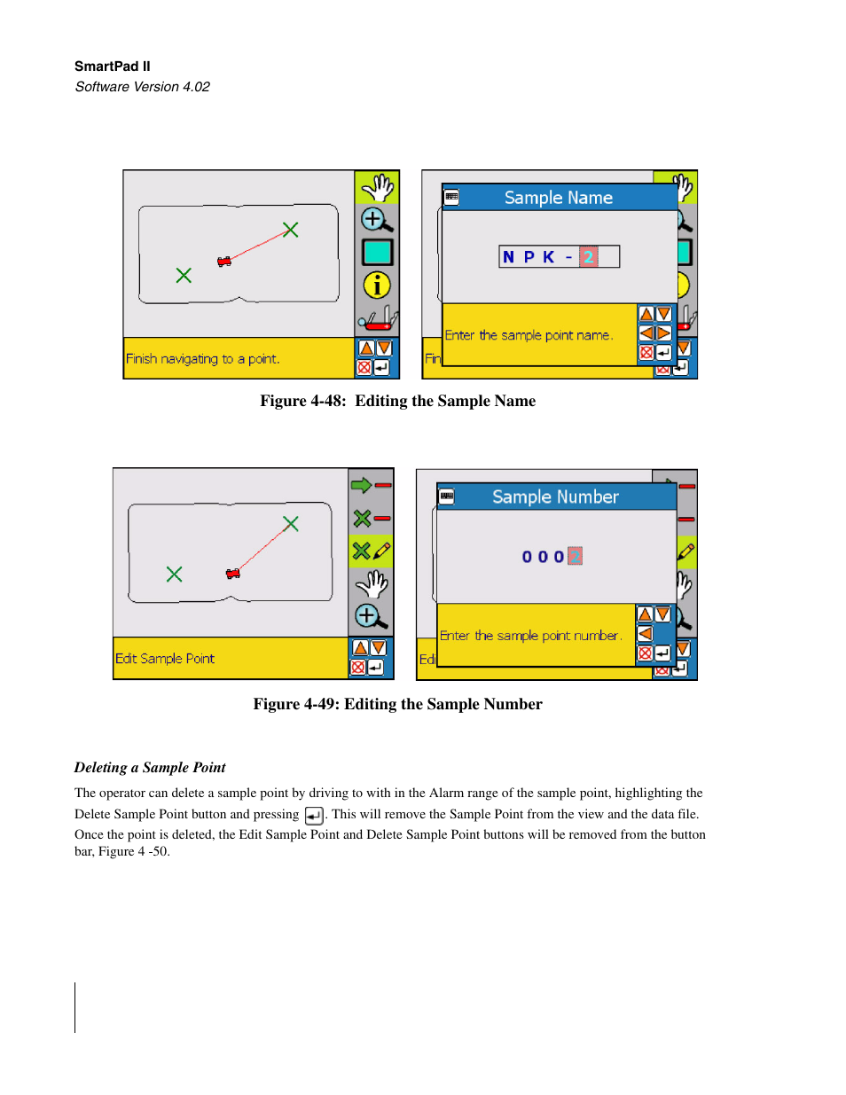 Deleting a sample point, Figure 4 -48, w, Figure 4 -49 | TeeJet GuideLine SmartPad II User Manual | Page 168 / 198