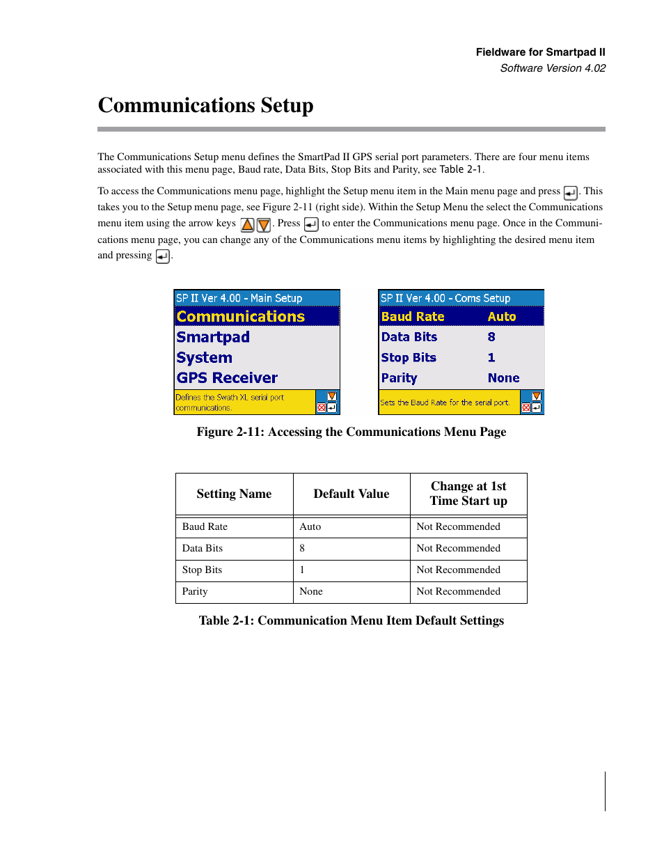 Communications setup | TeeJet GuideLine SmartPad II User Manual | Page 33 / 198