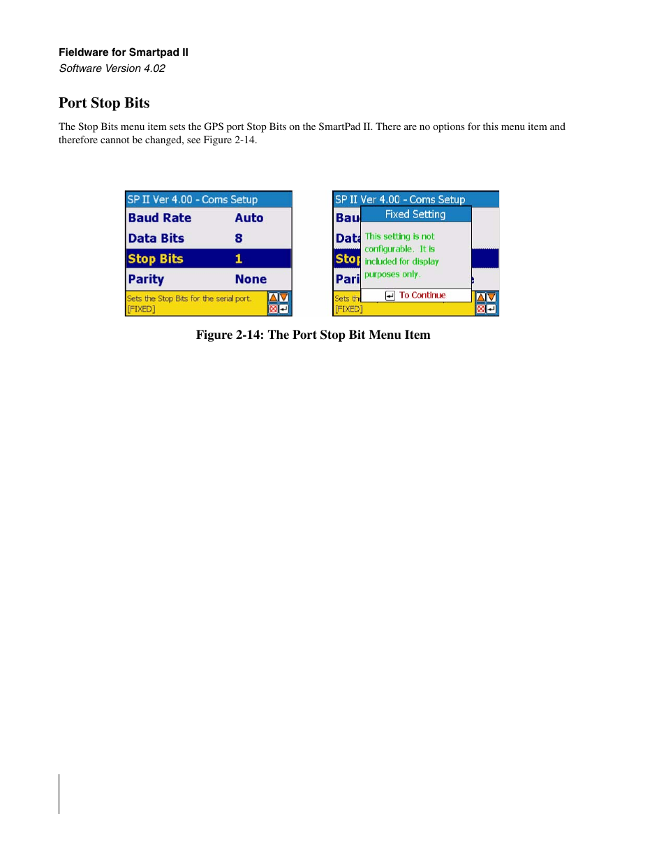 Port stop bits | TeeJet GuideLine SmartPad II User Manual | Page 36 / 198