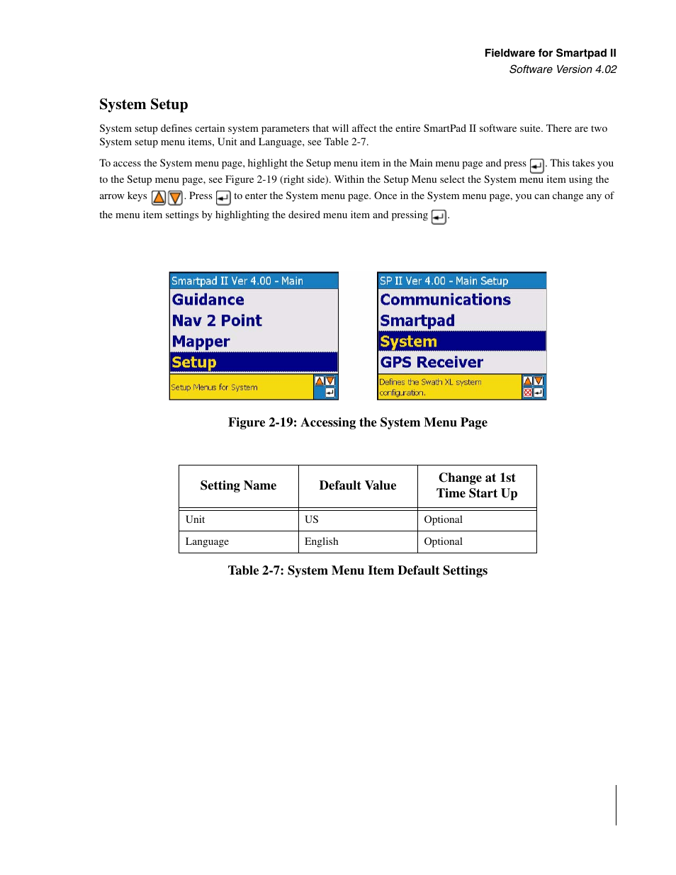System setup | TeeJet GuideLine SmartPad II User Manual | Page 41 / 198