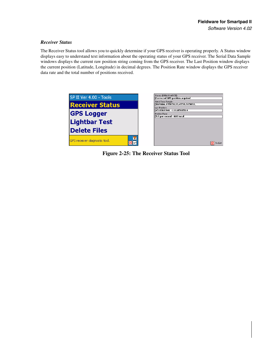 Receiver status | TeeJet GuideLine SmartPad II User Manual | Page 47 / 198