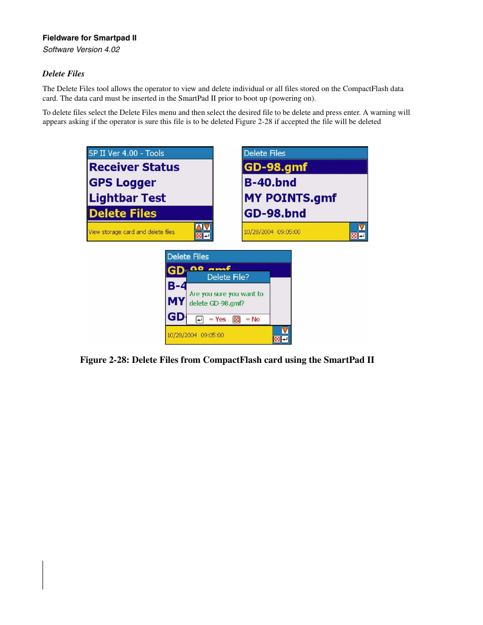 Delete files | TeeJet GuideLine SmartPad II User Manual | Page 50 / 198