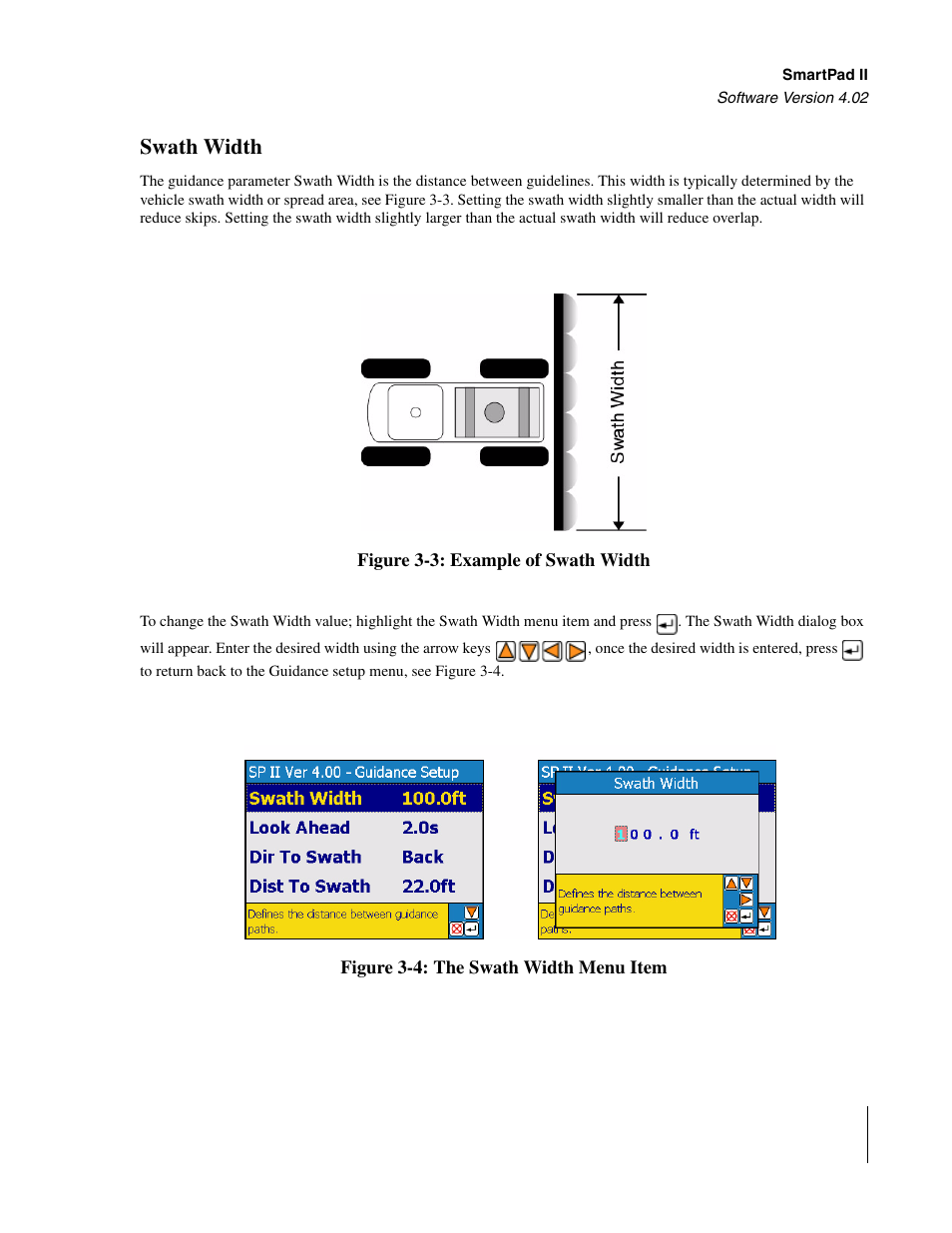 Swath width | TeeJet GuideLine SmartPad II User Manual | Page 59 / 198