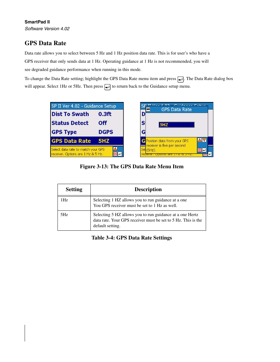 Gps data rate | TeeJet GuideLine SmartPad II User Manual | Page 66 / 198