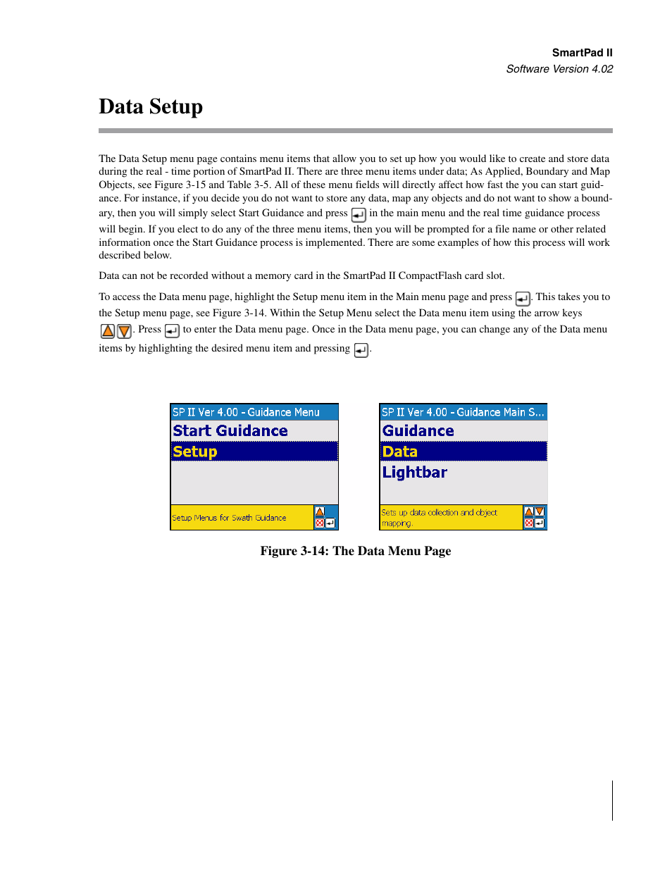Data setup | TeeJet GuideLine SmartPad II User Manual | Page 67 / 198