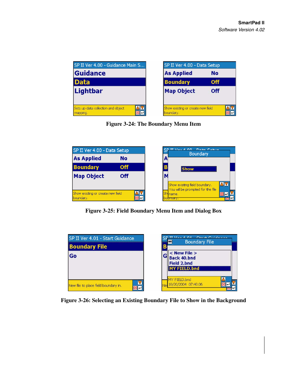 Figure 3, 24, th, Ox, figure 3-25. th | Nu, see figure 3-26 (left, Figure 3-26 sho | TeeJet GuideLine SmartPad II User Manual | Page 75 / 198