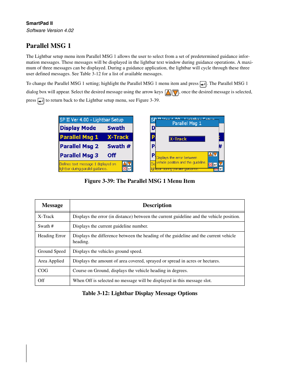 Parallel msg 1 | TeeJet GuideLine SmartPad II User Manual | Page 84 / 198