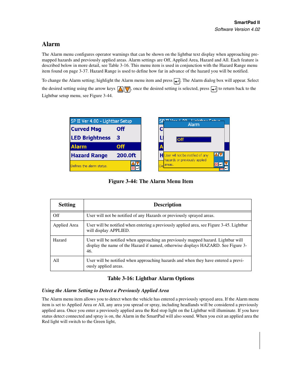 Alarm | TeeJet GuideLine SmartPad II User Manual | Page 89 / 198