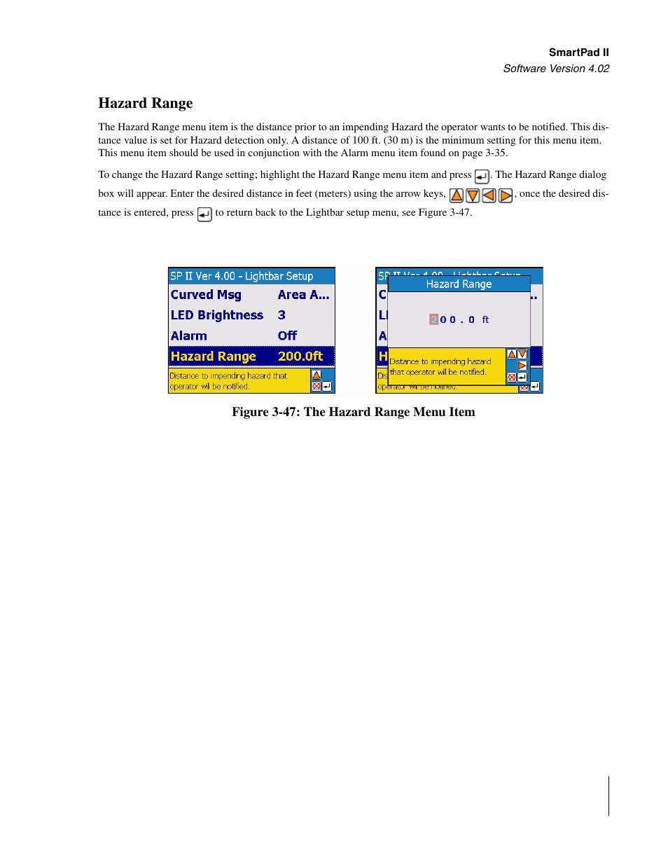 Hazard range | TeeJet GuideLine SmartPad II User Manual | Page 91 / 198