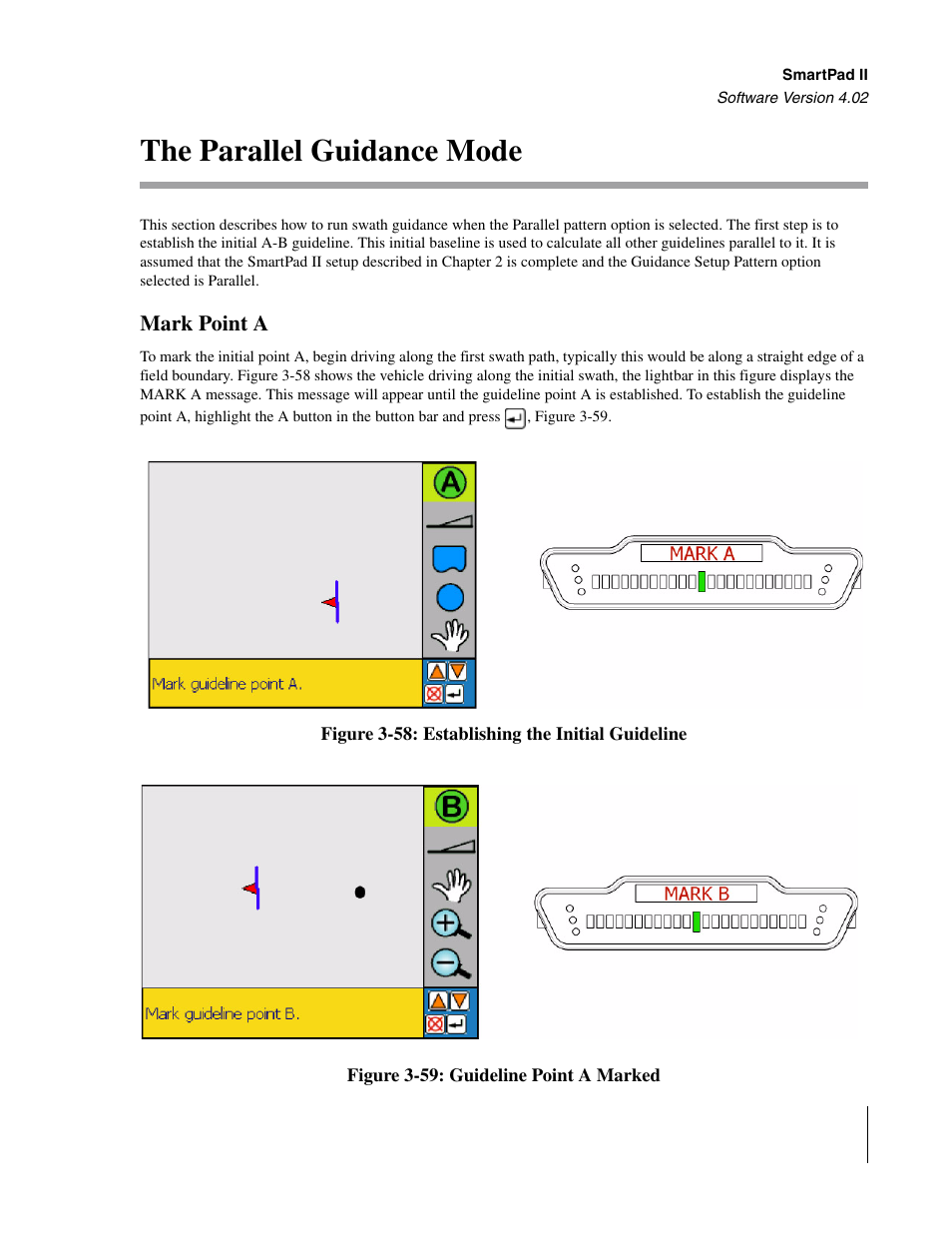 The parallel guidance mode, Mark point a | TeeJet GuideLine SmartPad II User Manual | Page 99 / 198