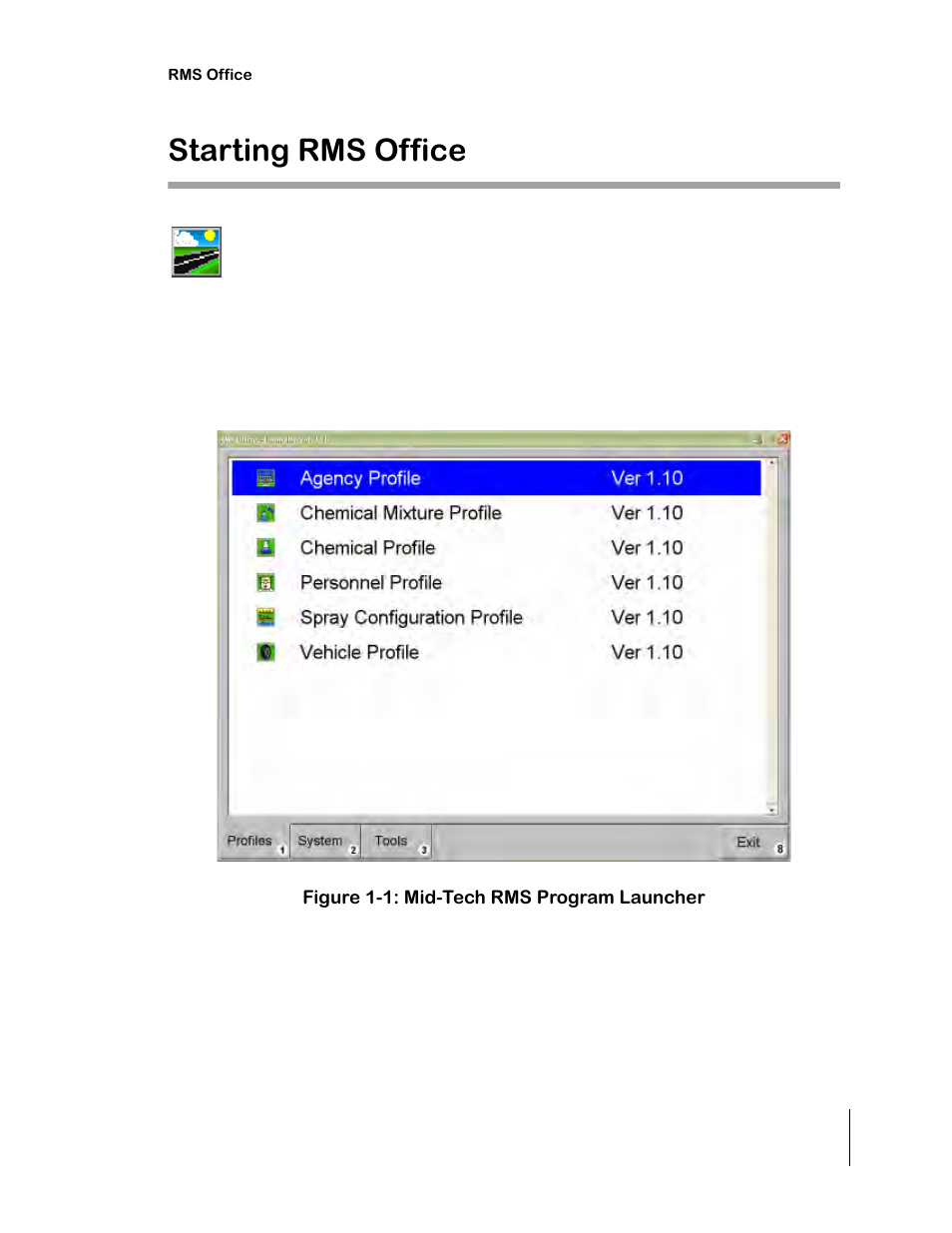 Starting rms office | TeeJet RMS Office User Manual | Page 11 / 120