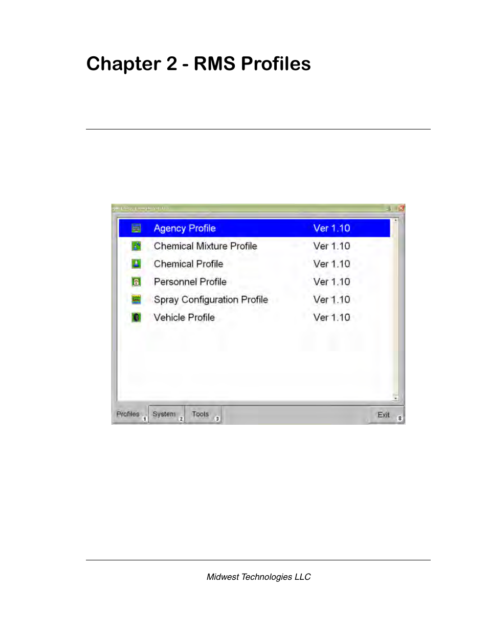 Chapter 2 - rms profiles | TeeJet RMS Office User Manual | Page 19 / 120