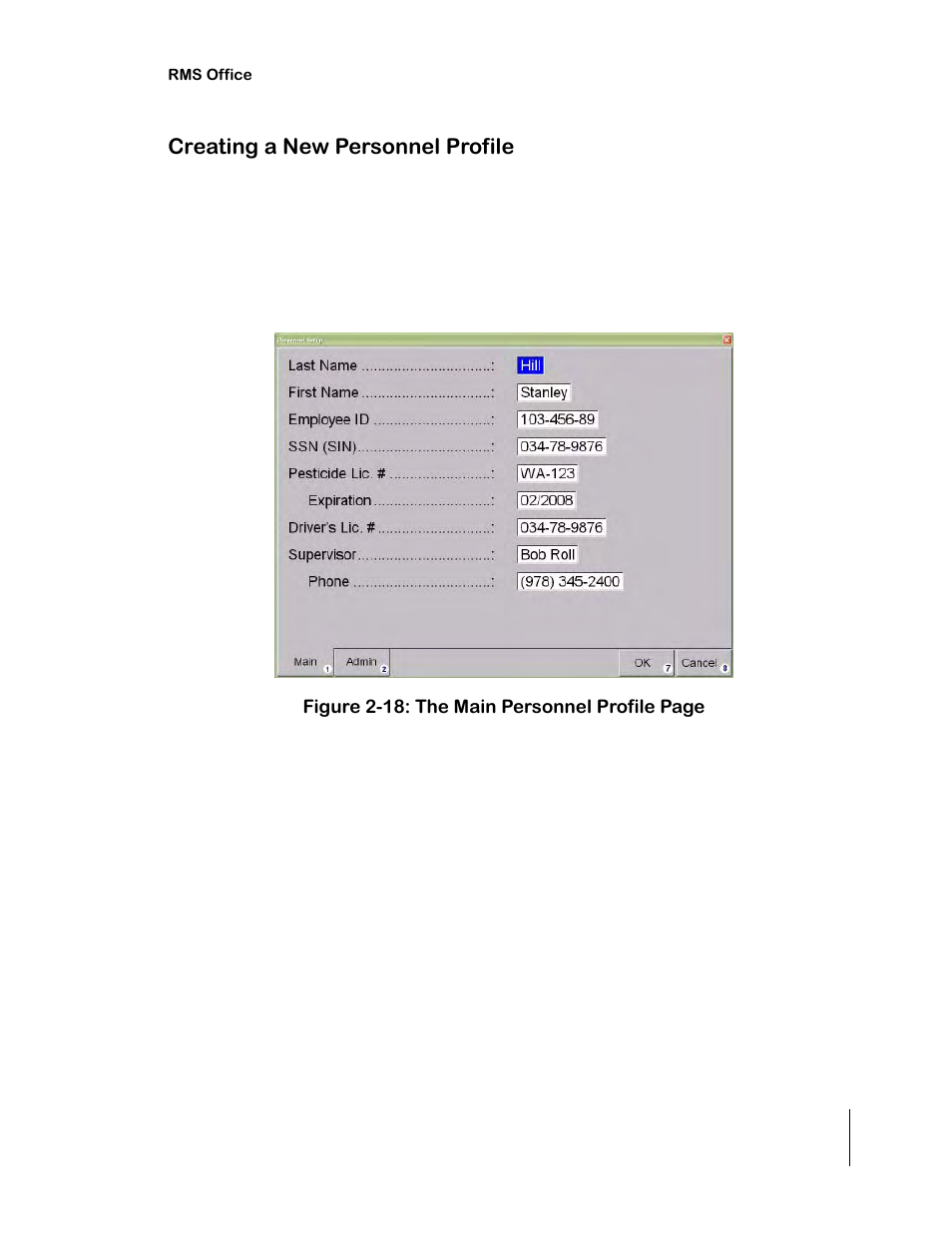 Creating a new personnel profile | TeeJet RMS Office User Manual | Page 39 / 120