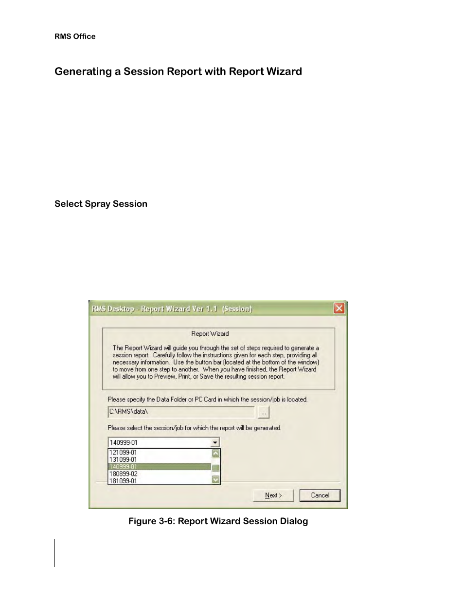 Generating a session report with report wizard | TeeJet RMS Office User Manual | Page 56 / 120