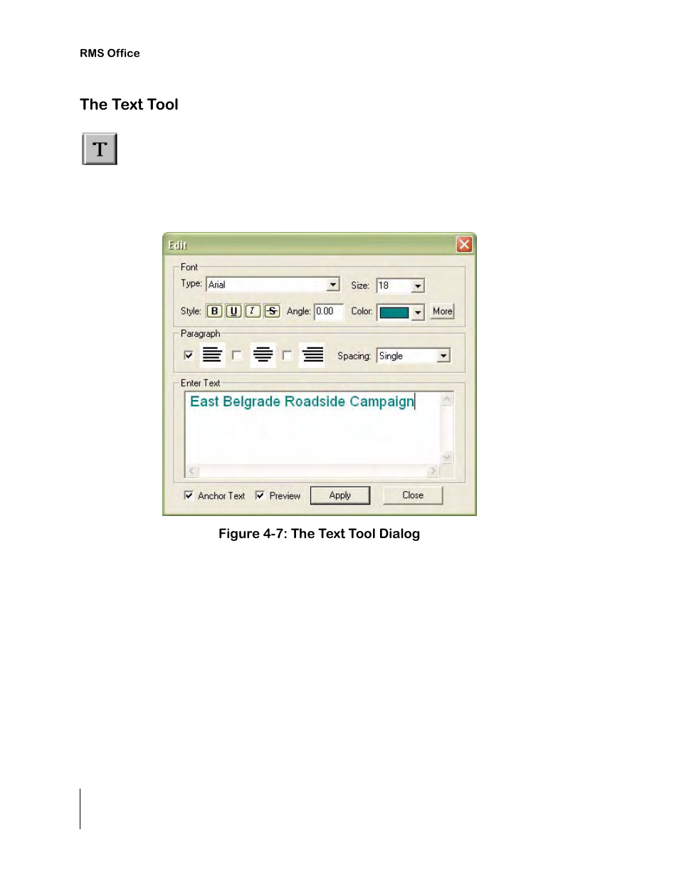 The text tool | TeeJet RMS Office User Manual | Page 90 / 120