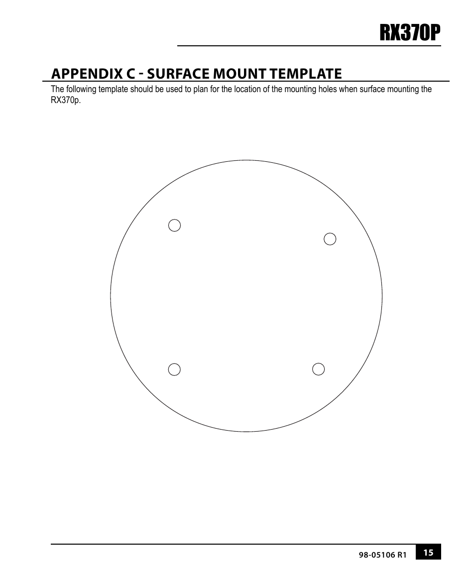 Rx370p, Appendix c - surface mount template | TeeJet RX370p User Manual | Page 19 / 24