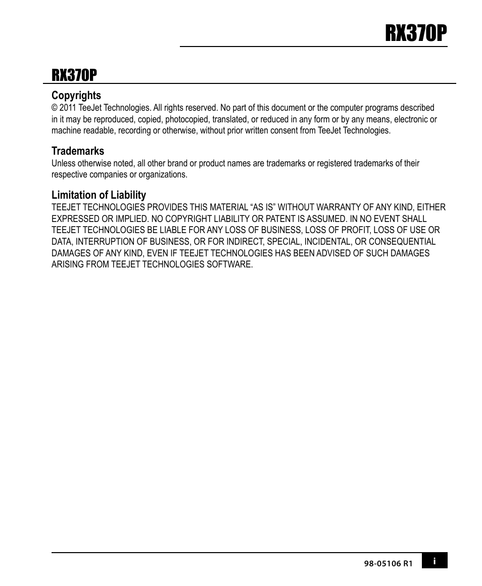 Rx370p | TeeJet RX370p User Manual | Page 3 / 24