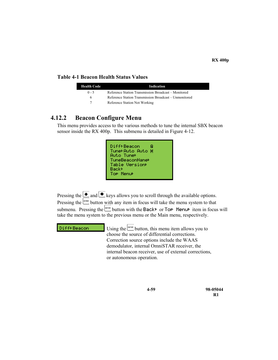 2 beacon configure menu | TeeJet RX 400p User Manual | Page 101 / 151