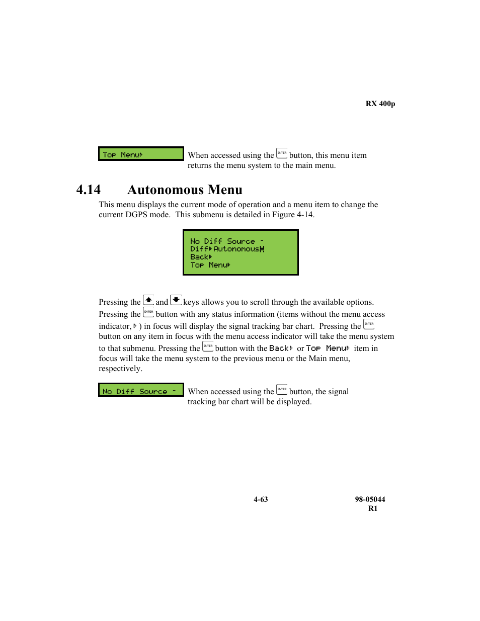 14 autonomous menu | TeeJet RX 400p User Manual | Page 105 / 151