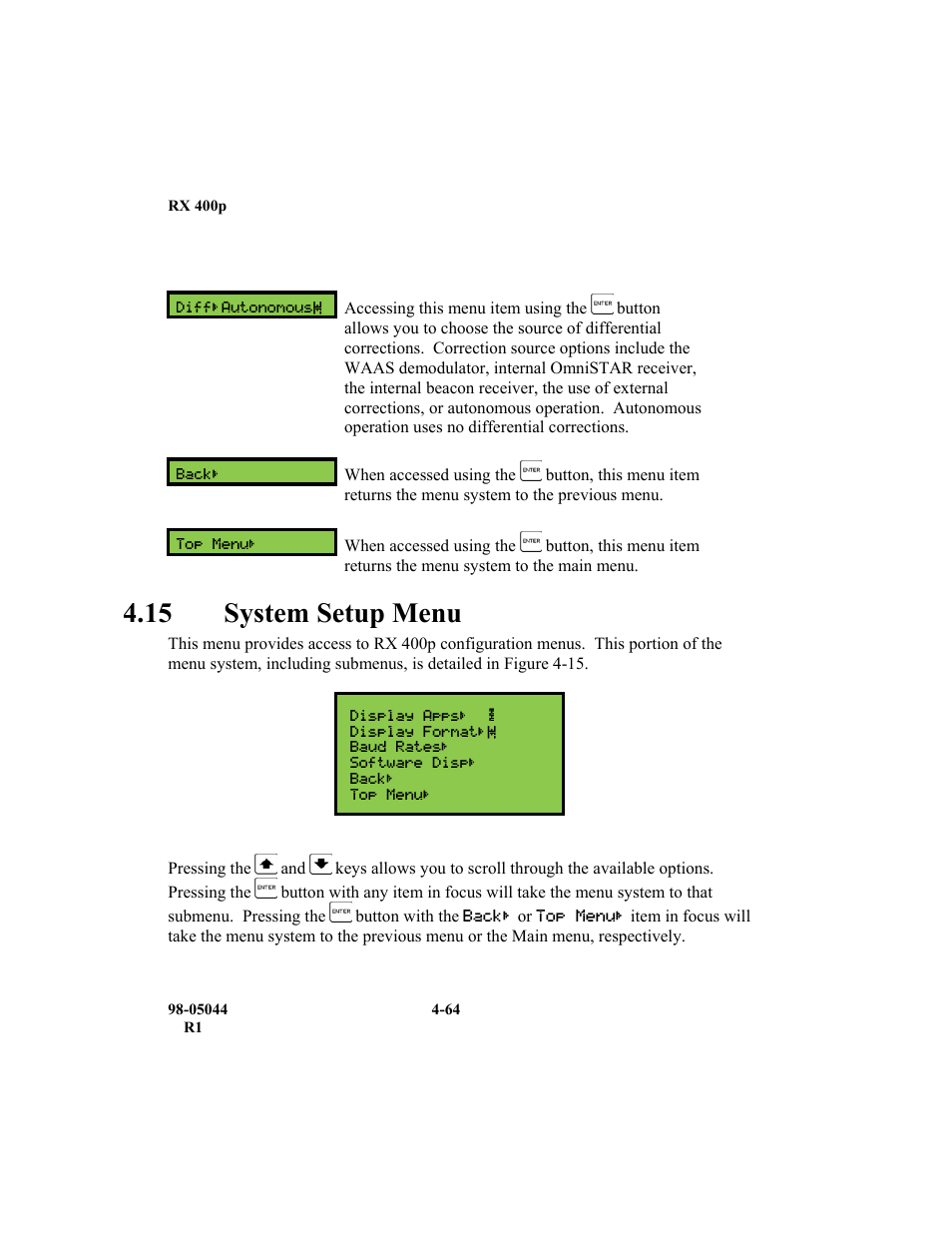 15 system setup menu | TeeJet RX 400p User Manual | Page 106 / 151