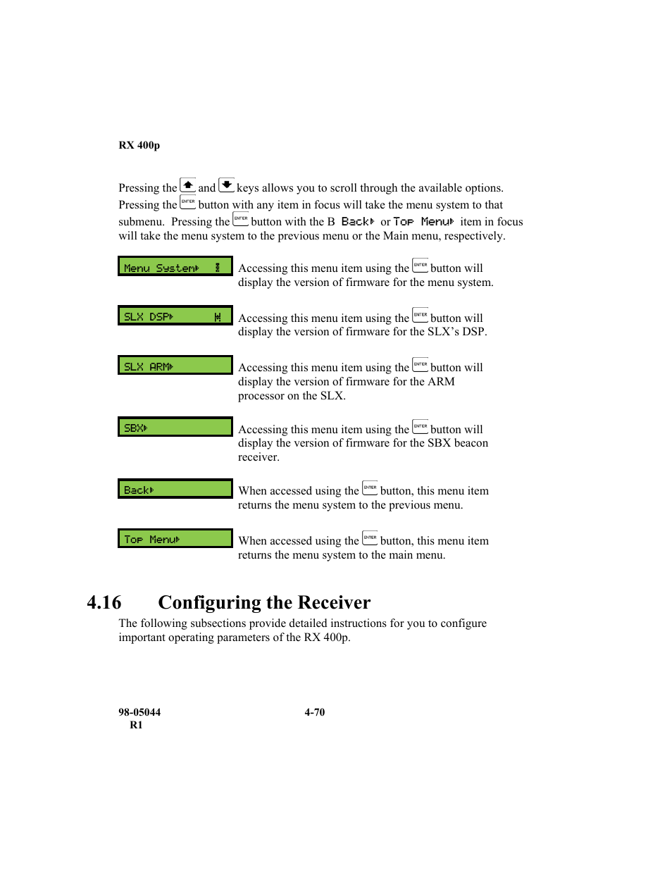 16 configuring the receiver | TeeJet RX 400p User Manual | Page 112 / 151