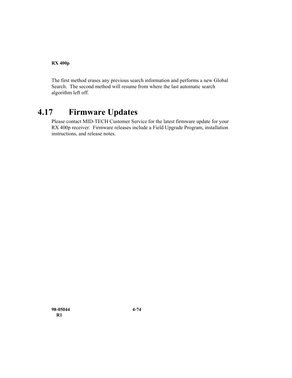 17 firmware updates | TeeJet RX 400p User Manual | Page 116 / 151