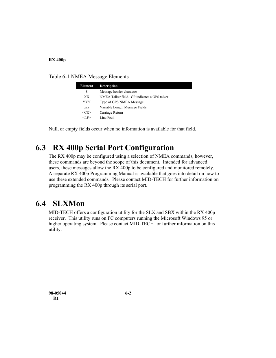 3 rx 400p serial port configuration, 4 slxmon | TeeJet RX 400p User Manual | Page 124 / 151