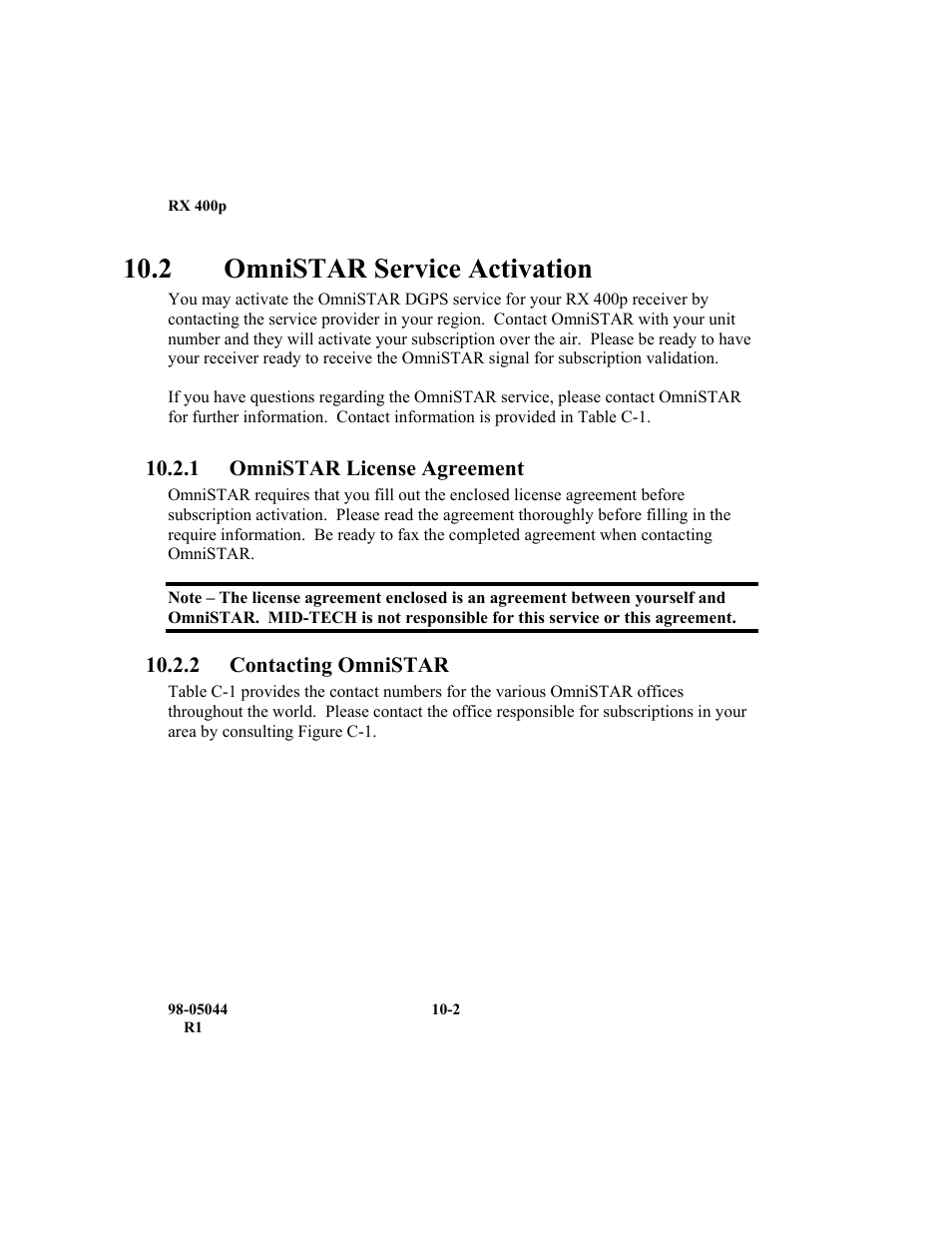 2 omnistar service activation | TeeJet RX 400p User Manual | Page 144 / 151