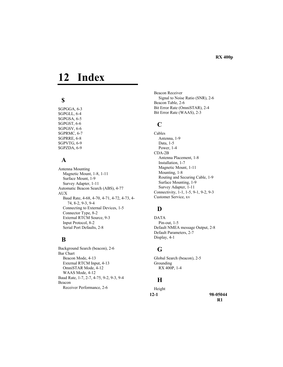 12 index | TeeJet RX 400p User Manual | Page 149 / 151