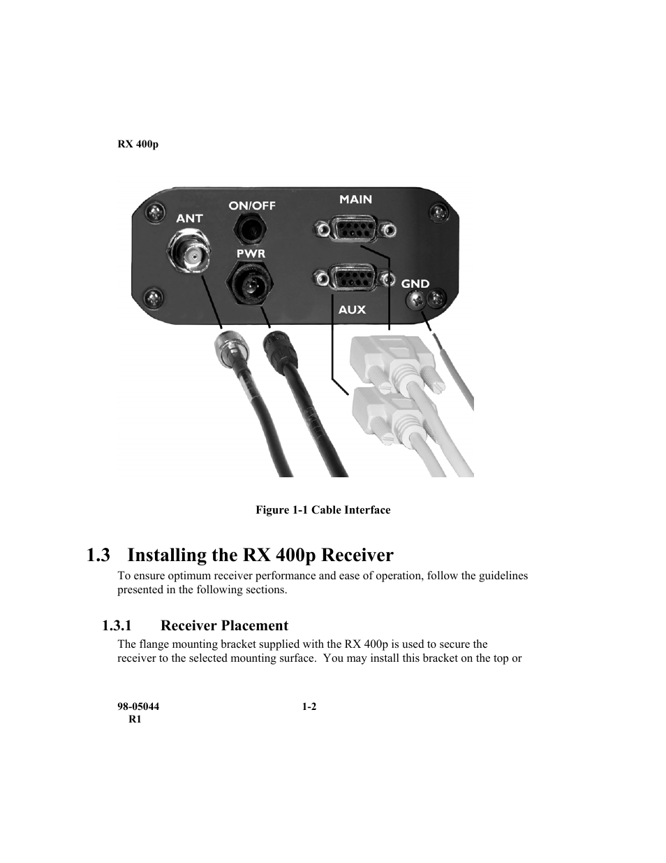 3 installing the rx 400p receiver | TeeJet RX 400p User Manual | Page 22 / 151
