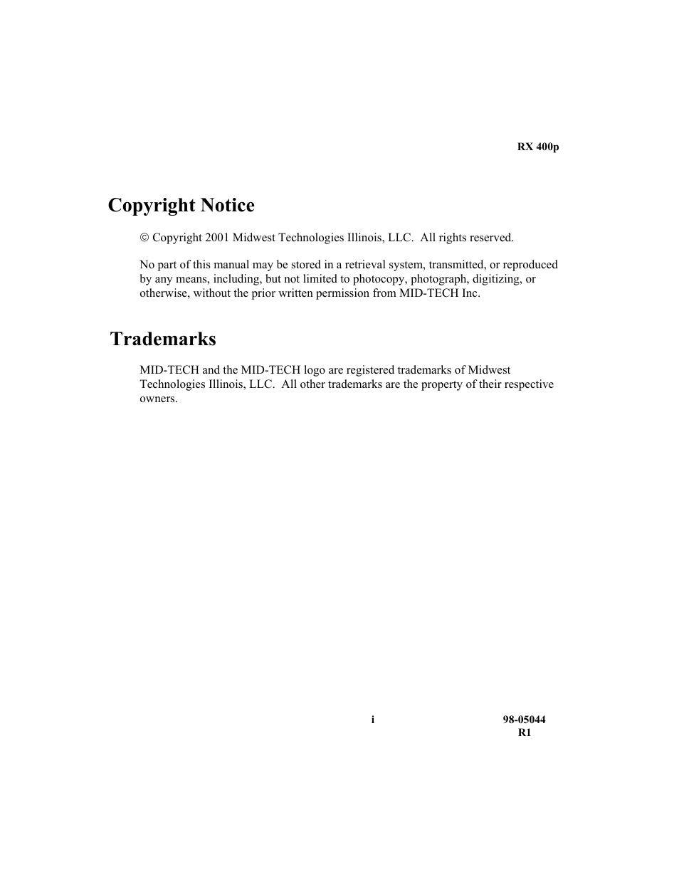 Copyright notice, Trademarks | TeeJet RX 400p User Manual | Page 3 / 151