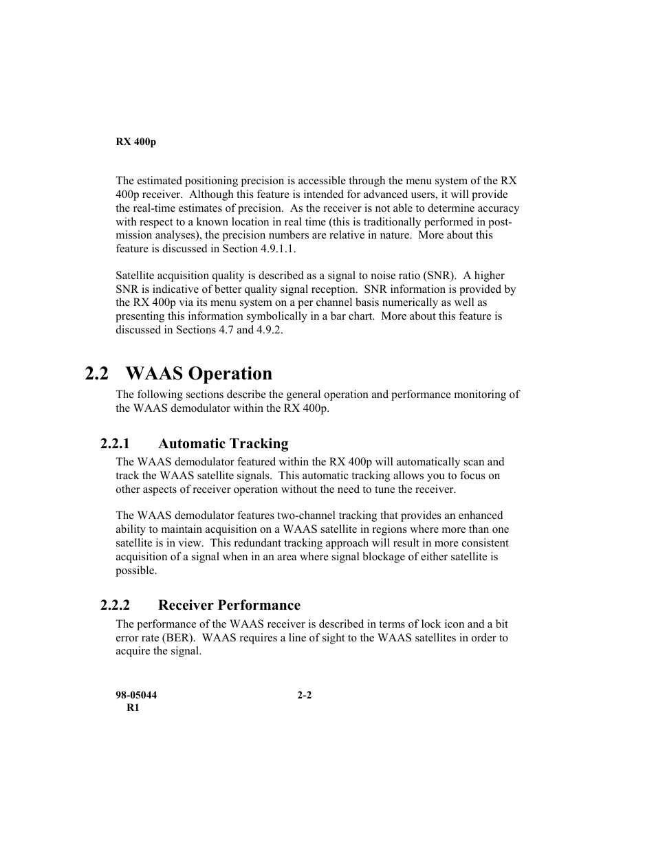 2 waas operation | TeeJet RX 400p User Manual | Page 34 / 151