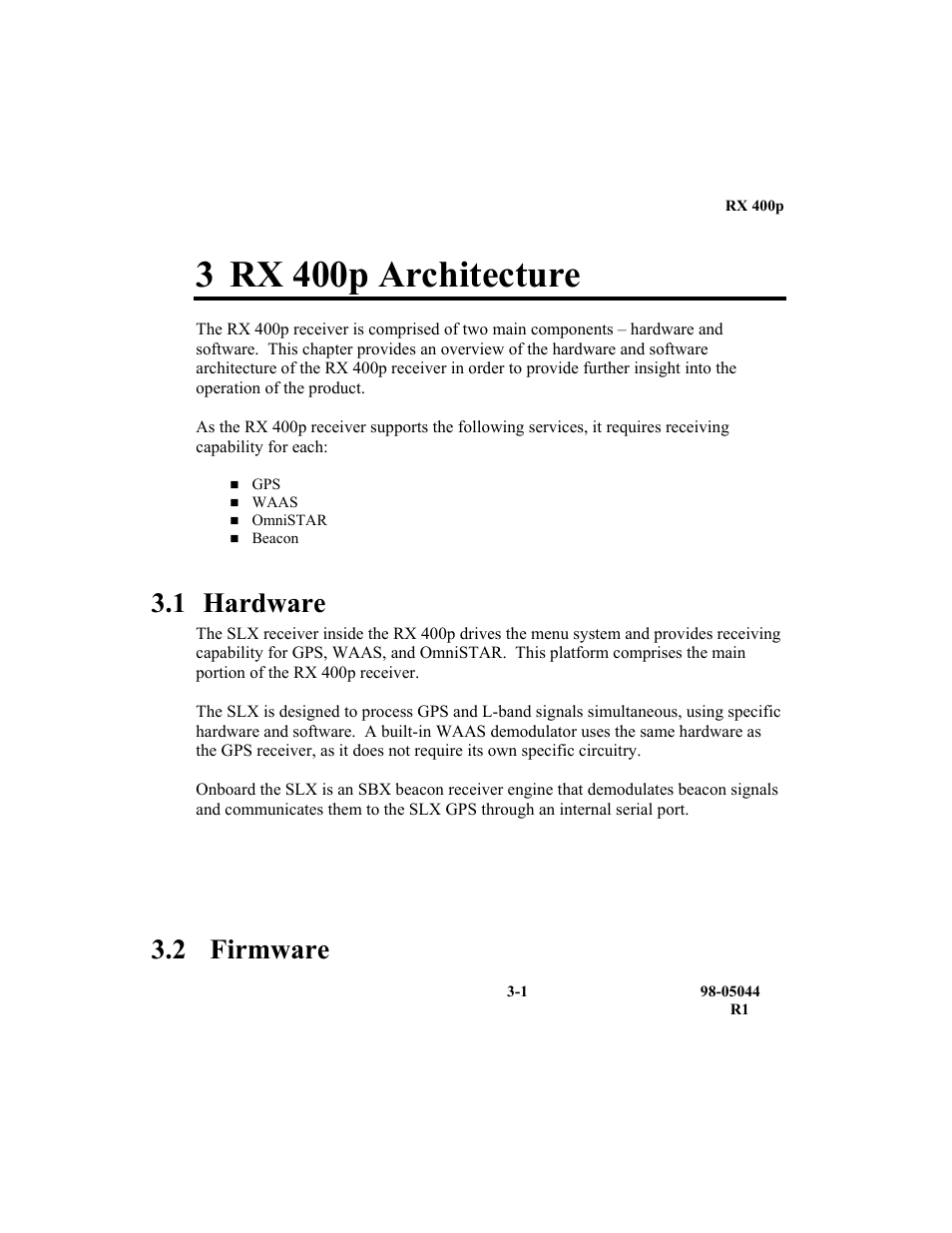 3 rx 400p architecture, 1 hardware, 2 firmware | TeeJet RX 400p User Manual | Page 41 / 151