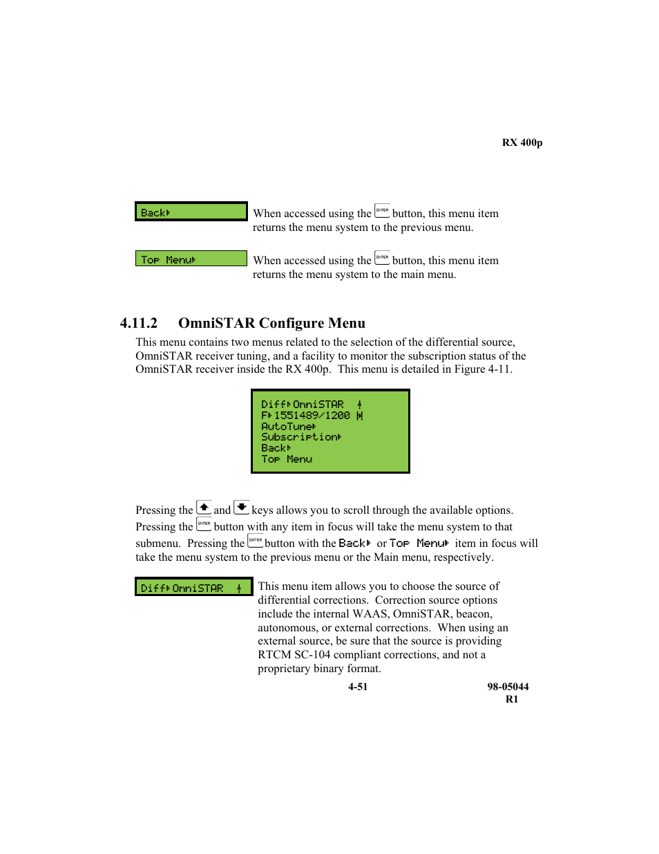 2 omnistar configure menu | TeeJet RX 400p User Manual | Page 93 / 151