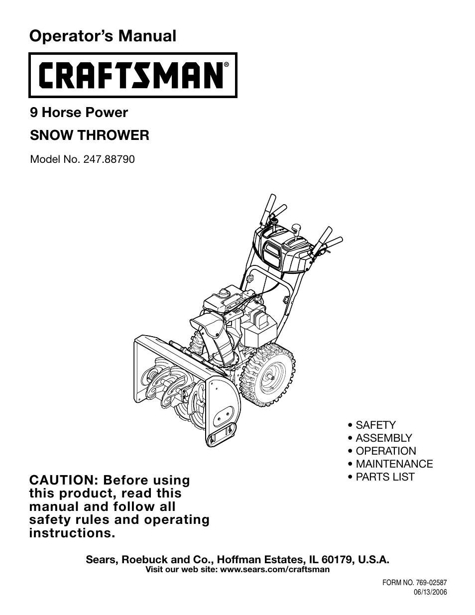 Craftsman 247.8879 User Manual | 60 pages