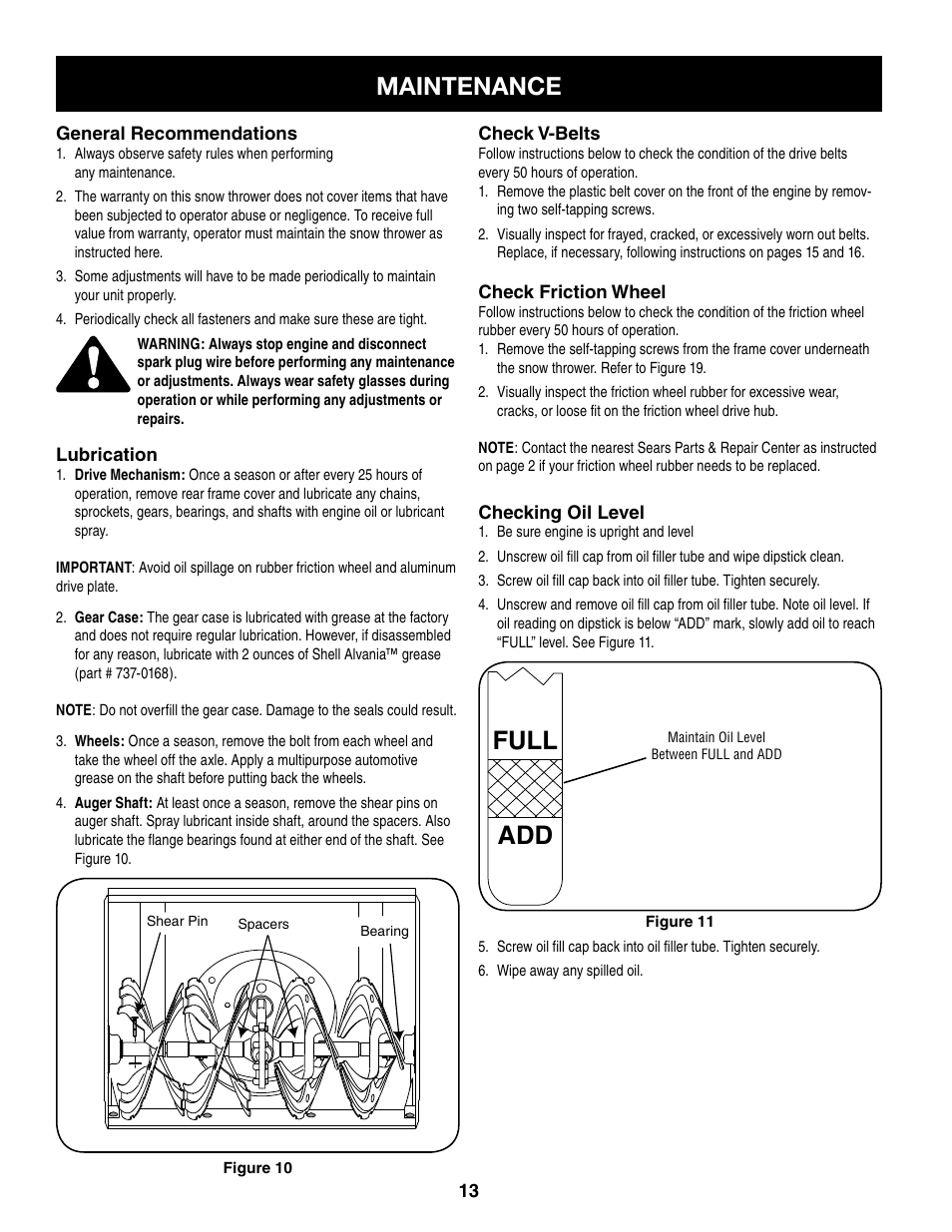 Maintenance | Craftsman 247.8879 User Manual | Page 13 / 60