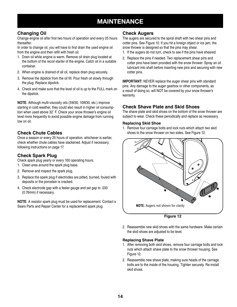 Maintenance | Craftsman 247.8879 User Manual | Page 14 / 60