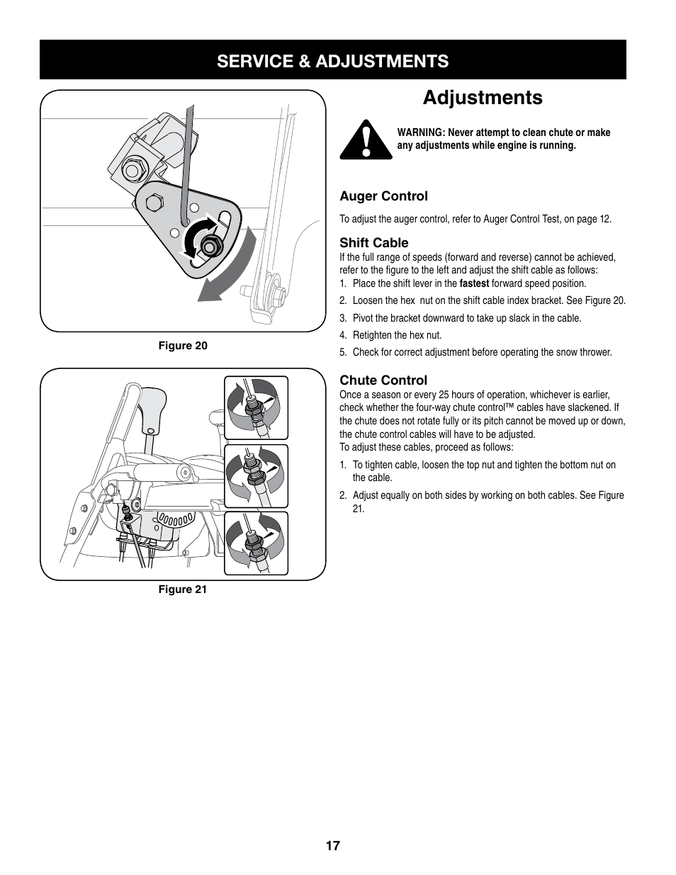 Adjustments, Service & adjustments | Craftsman 247.8879 User Manual | Page 17 / 60